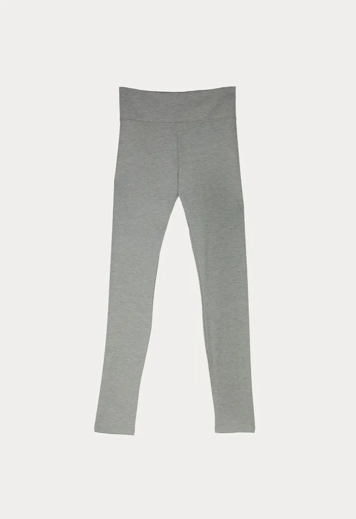 Solid Mid Waist Legging Pants