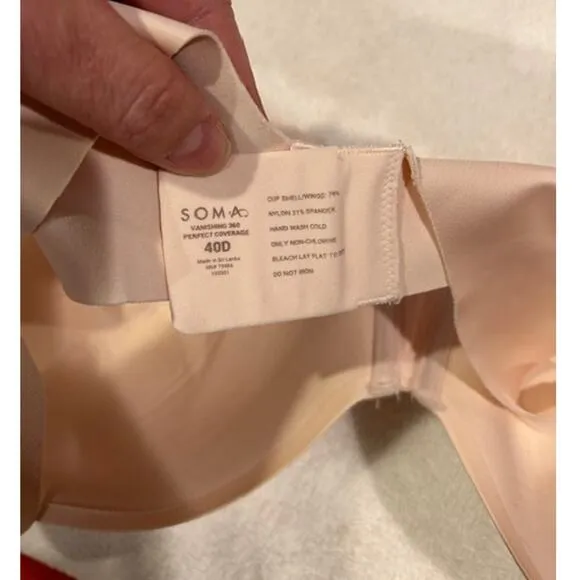 SOMA  Bundle 2 Vanishing 360 Perfect Coverage Bra Underwire T Shirt Seamless 40D