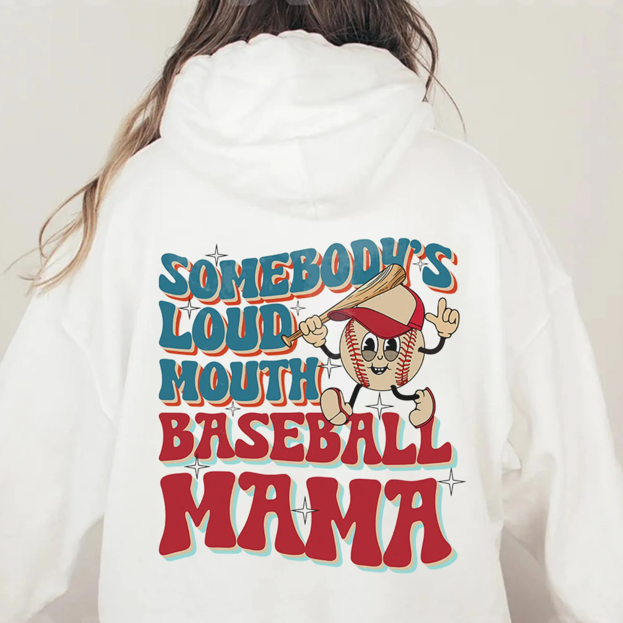 Somebody's Loud Mouth Baseball Mama Hoodie, Women's Baseball Mom & Mama Crewneck