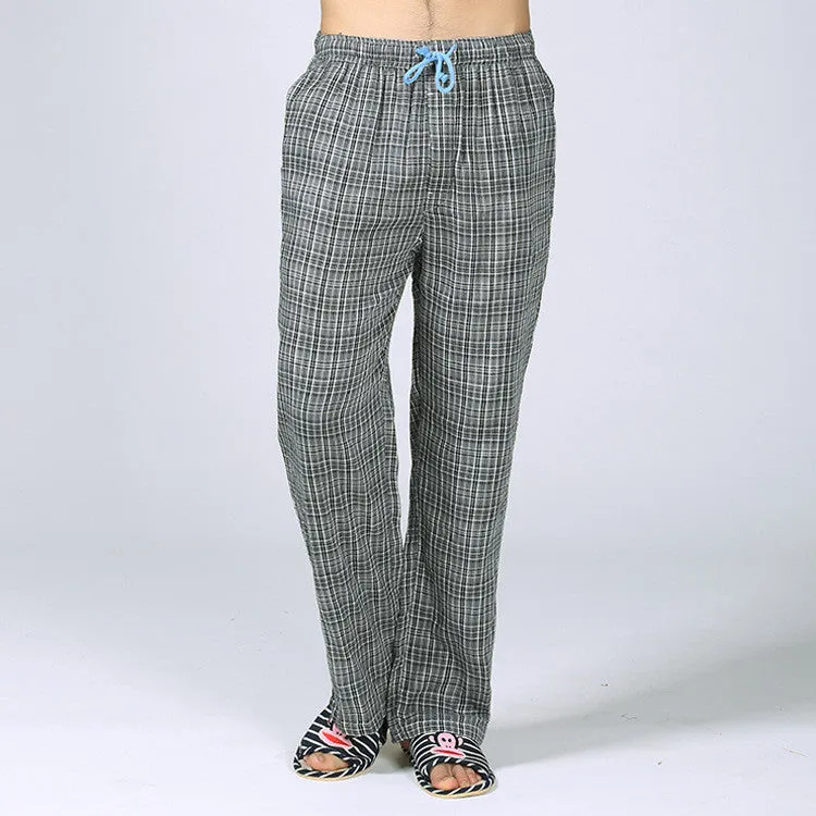 Spring pure cotton comfortable male sleep bottoms simple pyjama lounge home trousers for men plus size 100KG
