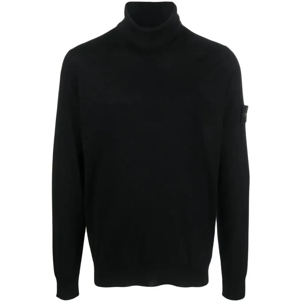 Stone Island Black Wool Men Sweater