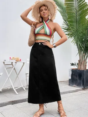 Street Elegant Solid Patchwork Regular High Waist Type A Solid Color Bottoms