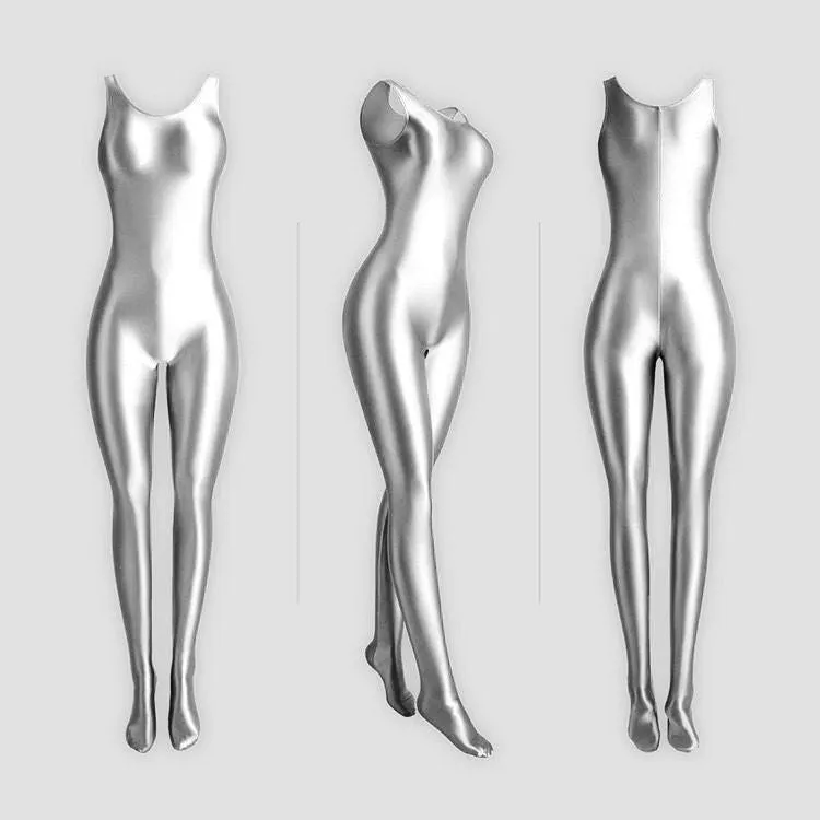 Stretch Gloss Bodysuit Shapewear Vest Leggings Ladies