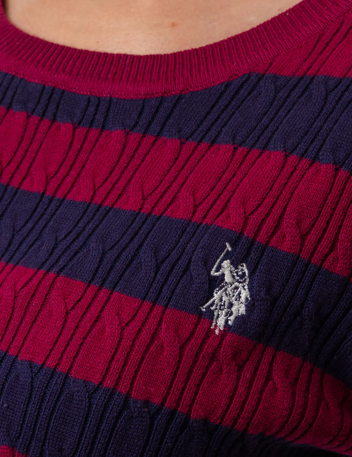 STRIPED CABLE KNIT SWEATER