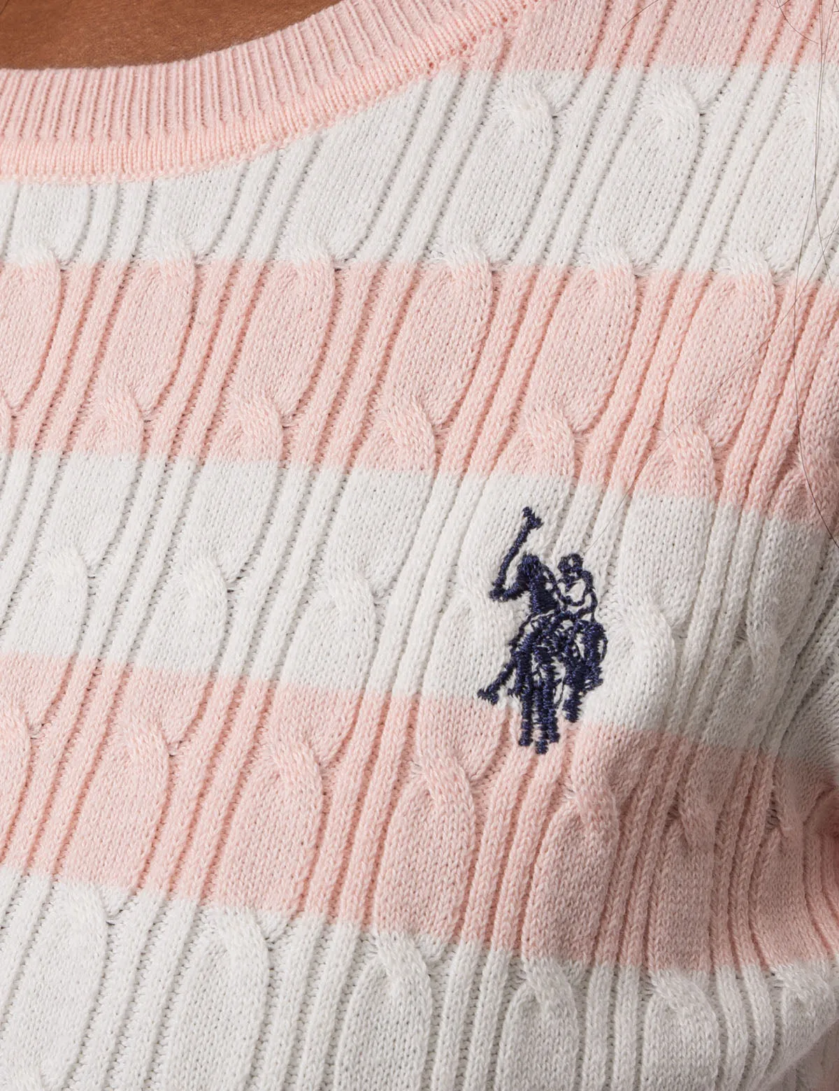 STRIPED CABLE KNIT SWEATER