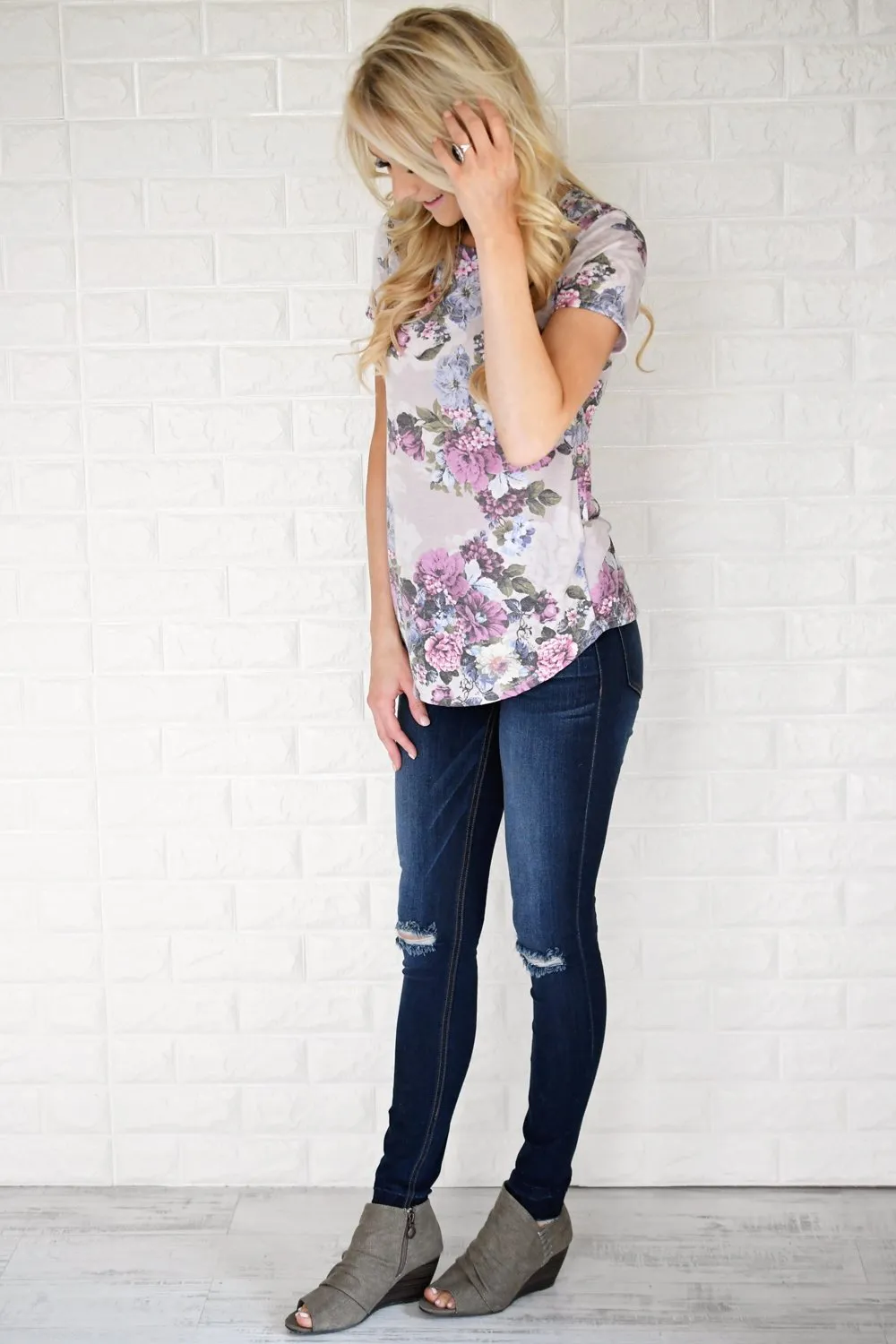 Stuck in the Moment Violet Floral Top