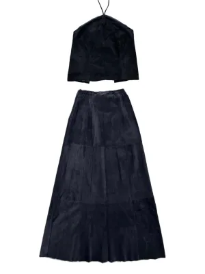 Suede Halter & Maxi Skirt Set*