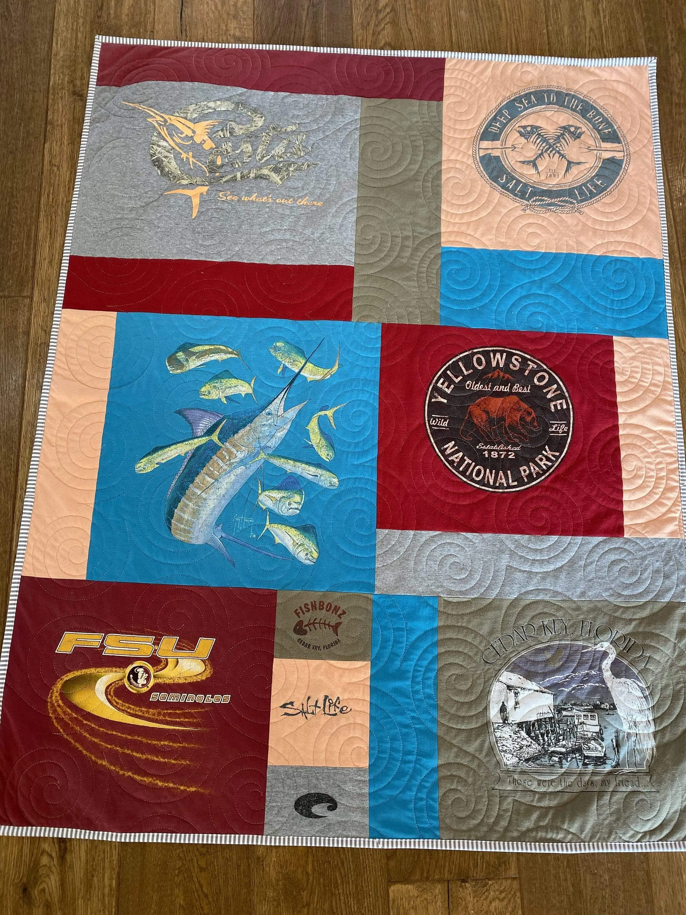 T-Shirt Quilt Custom DEPOSIT Memory Blanket Graduation Gift Tee Handmade Keepsake Personalized Modern Design Sport Clothing College Birthday