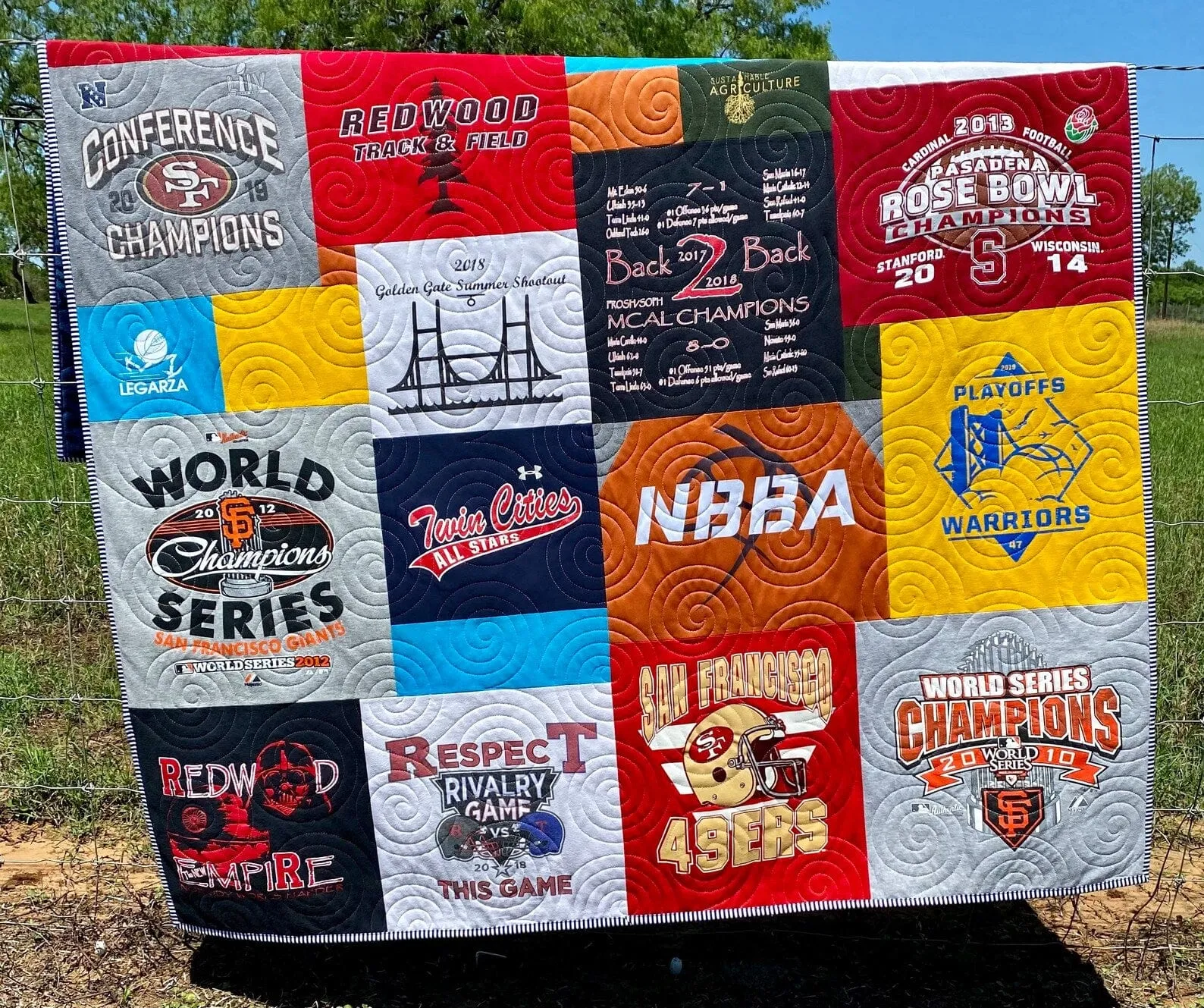 T-Shirt Quilt Custom DEPOSIT Memory Blanket Graduation Gift Tee Handmade Keepsake Personalized Modern Design Sport Clothing College Birthday