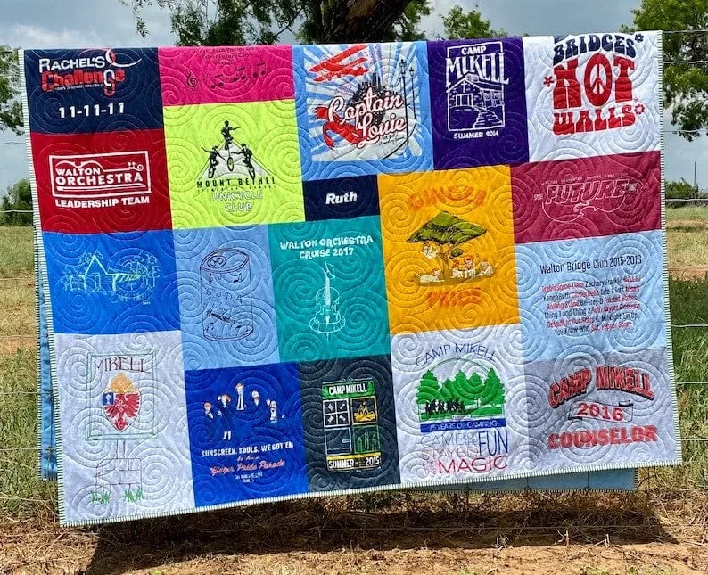 T-Shirt Quilt Custom DEPOSIT Memory Blanket Graduation Gift Tee Handmade Keepsake Personalized Modern Design Sport Clothing College Birthday