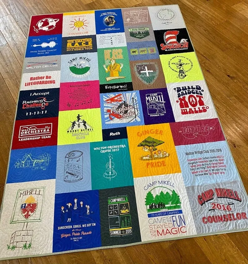 T-Shirt Quilt Custom DEPOSIT Memory Blanket Graduation Gift Tee Handmade Keepsake Personalized Modern Design Sport Clothing College Birthday