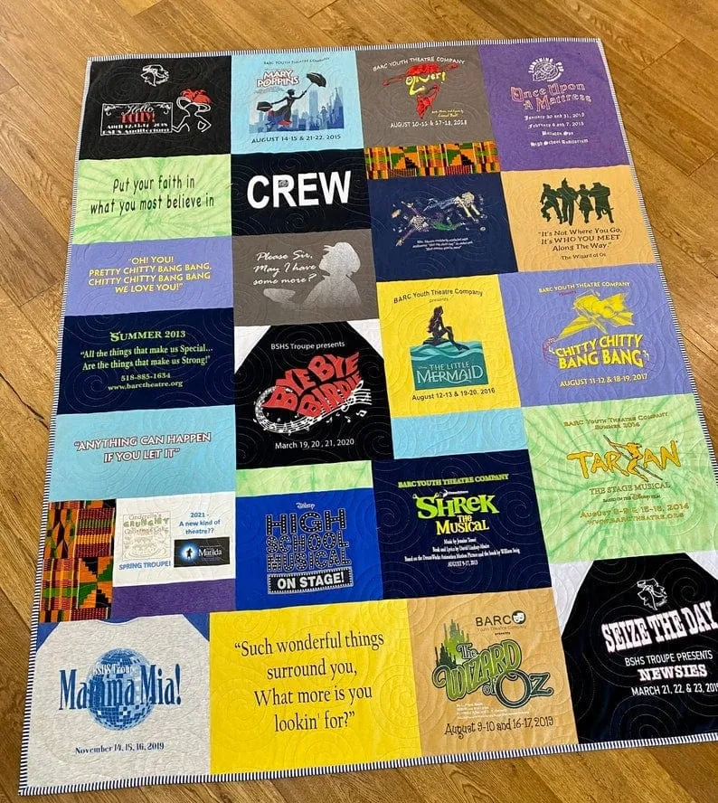 T-Shirt Quilt Custom DEPOSIT Memory Blanket Graduation Gift Tee Handmade Keepsake Personalized Modern Design Sport Clothing College Birthday