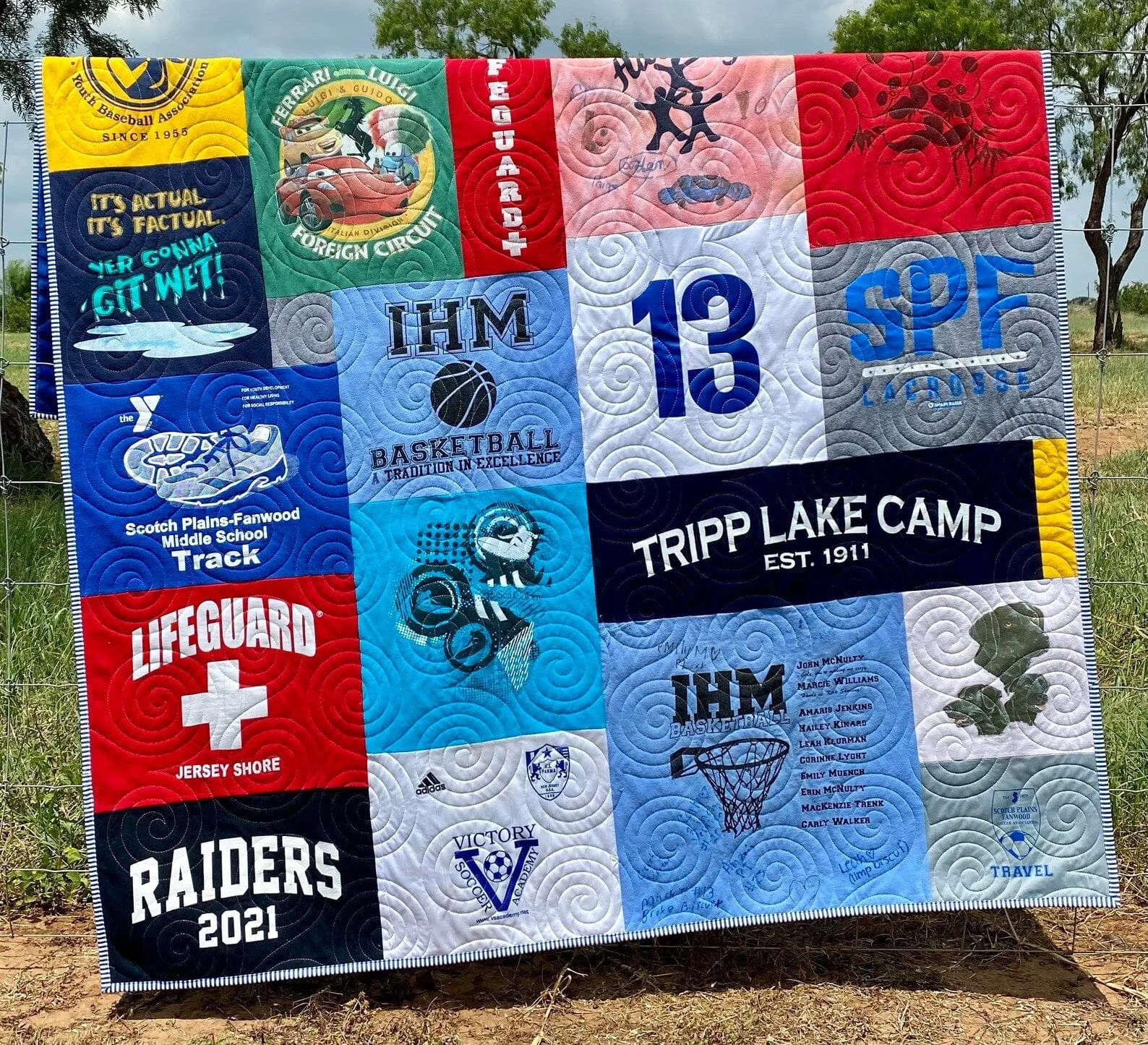 T-Shirt Quilt Custom DEPOSIT Memory Blanket Graduation Gift Tee Handmade Keepsake Personalized Modern Design Sport Clothing College Birthday