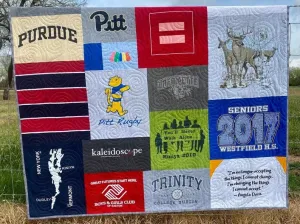 T-Shirt Quilt Custom DEPOSIT Memory Blanket Graduation Gift Tee Handmade Keepsake Personalized Modern Design Sport Clothing College Birthday