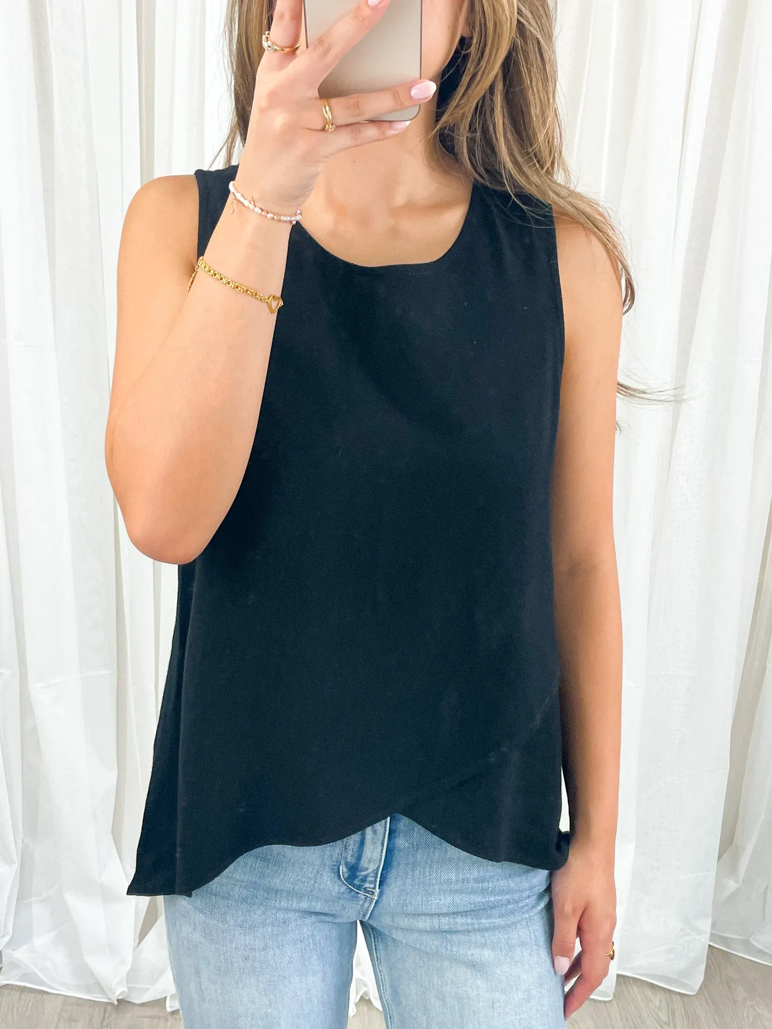 TALIA LINEN TOP - BLACK