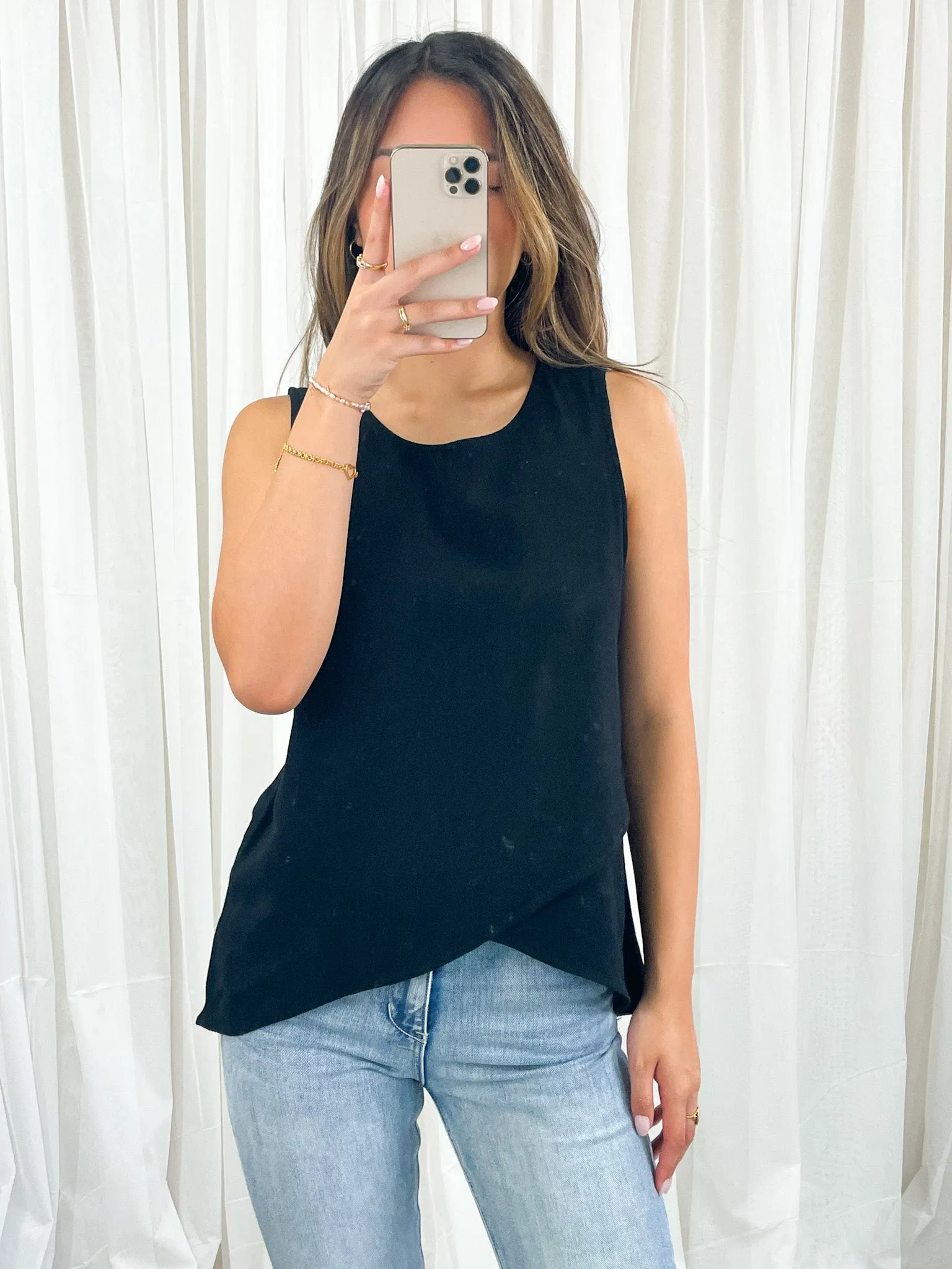 TALIA LINEN TOP - BLACK