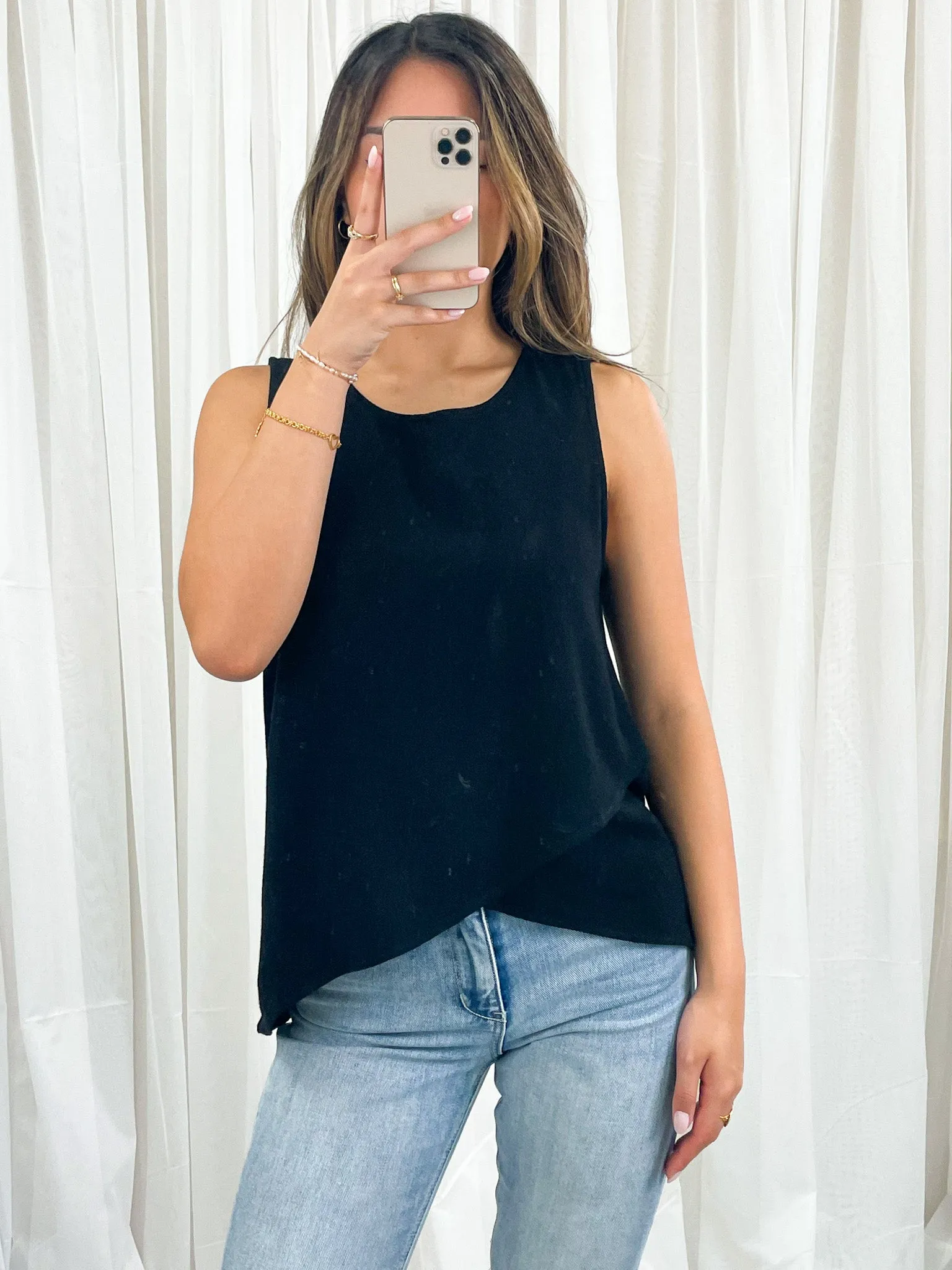 TALIA LINEN TOP - BLACK
