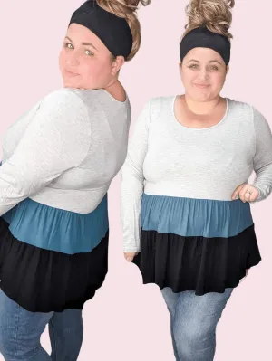 Talia Teal Blocked Shaping Top
