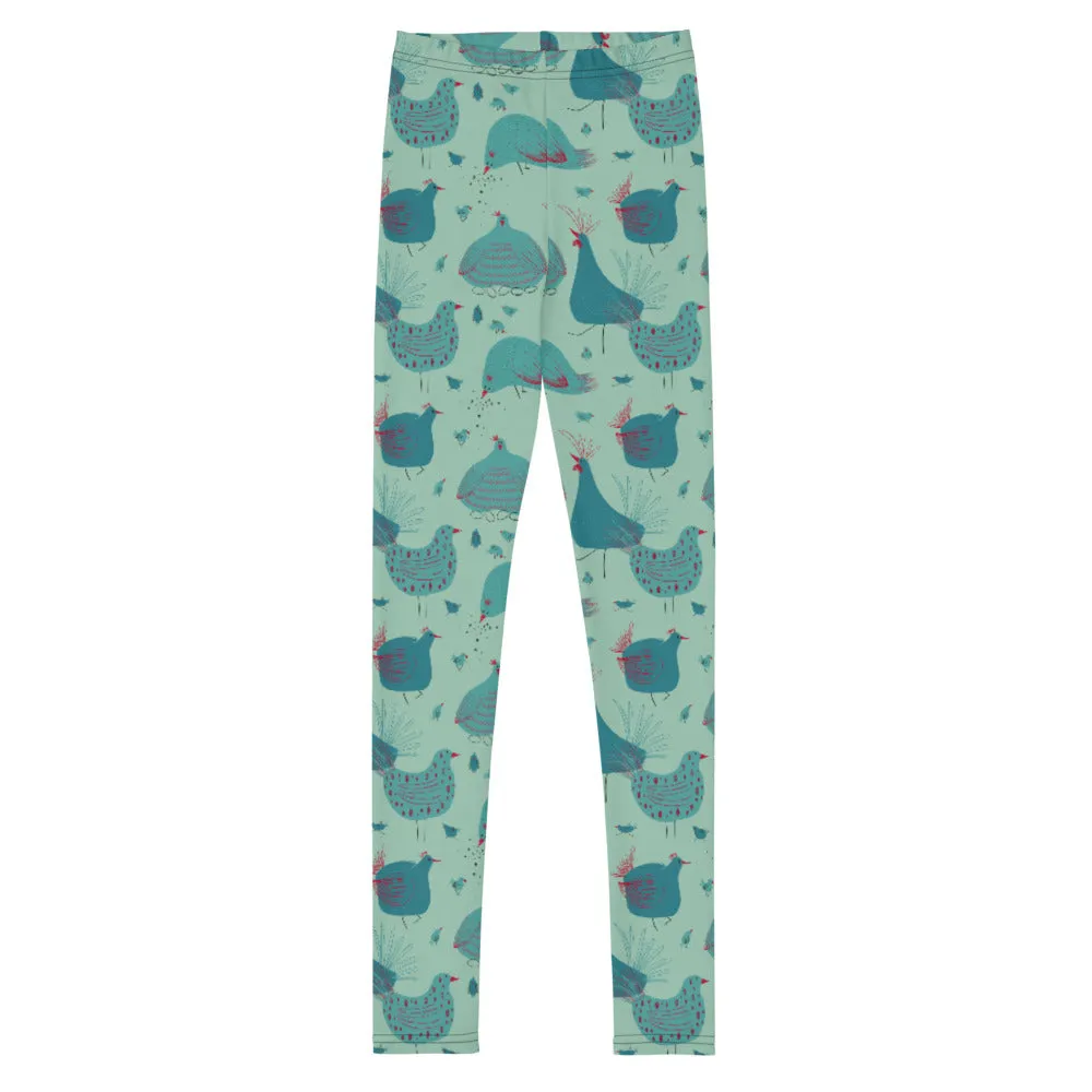 Teal Hens Youth Leggings