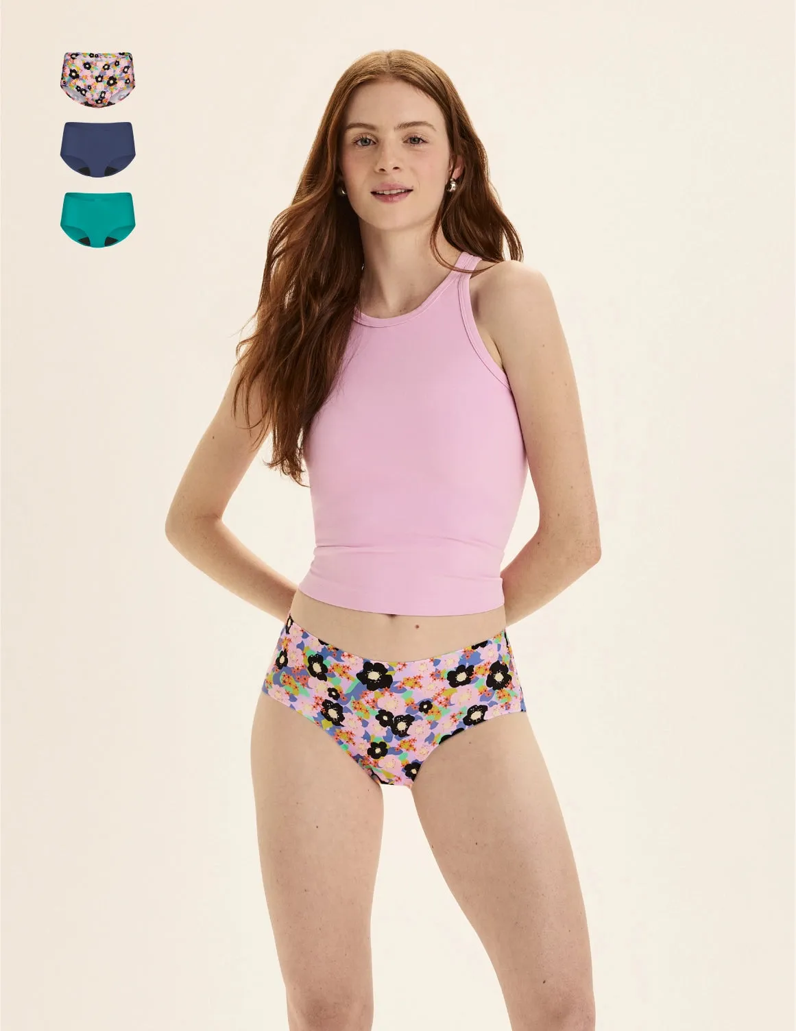 Teen Light Leakproof No-Show Boyshort 3-Pack