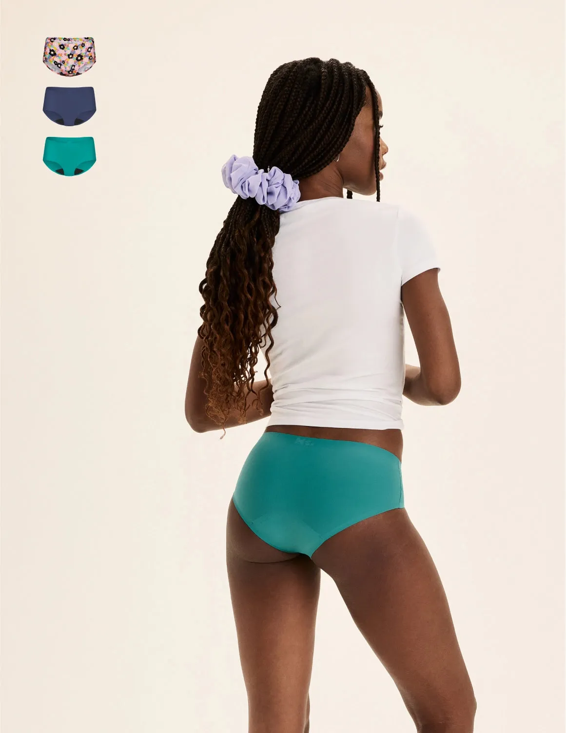 Teen Light Leakproof No-Show Boyshort 3-Pack