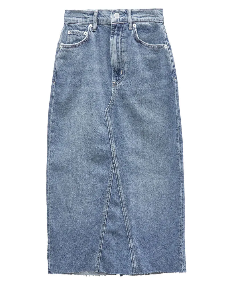 The Highland Denim Skirt in Vintage Sapphire