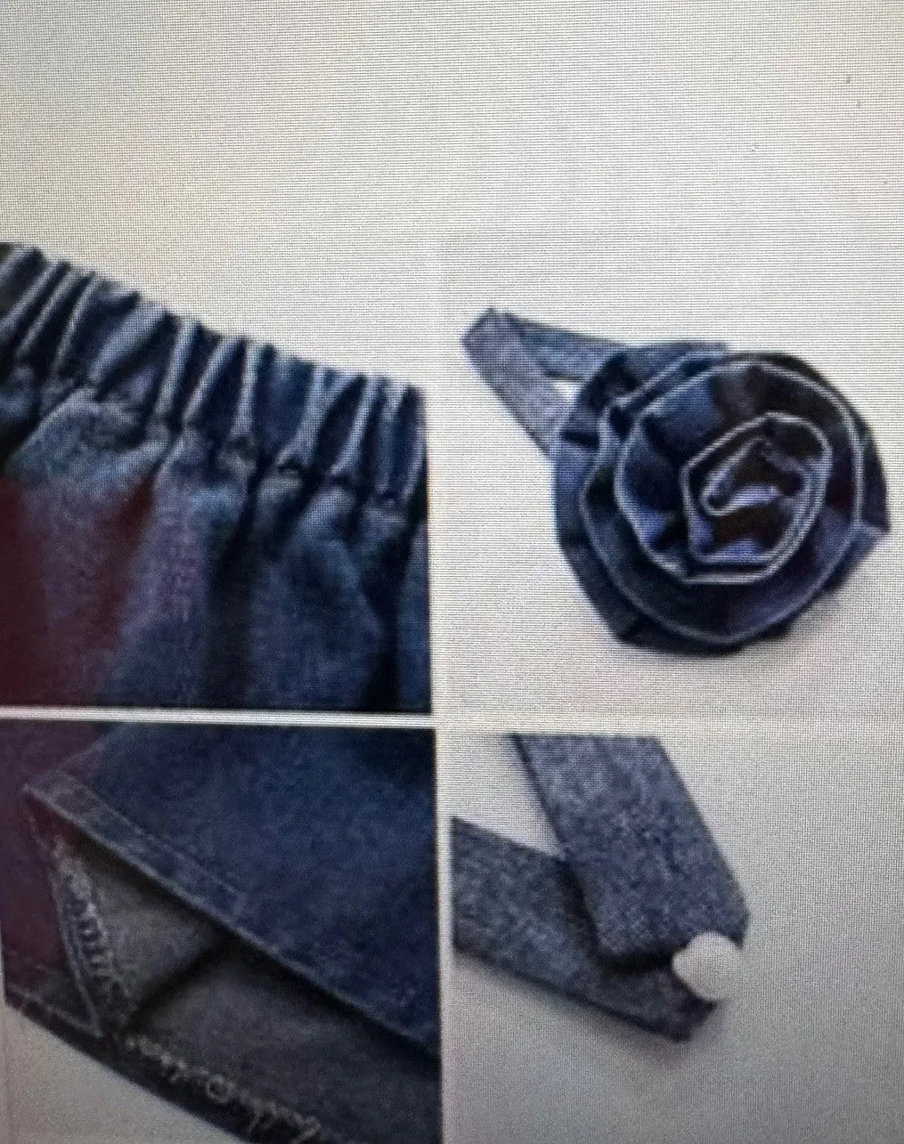 The Rose Denim Tube Top with Rose Denim Choker ~ Flared, Elastic and Strapless Tube Top