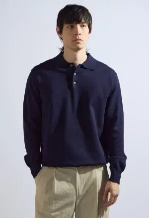 Theo Knit Polo in Navy