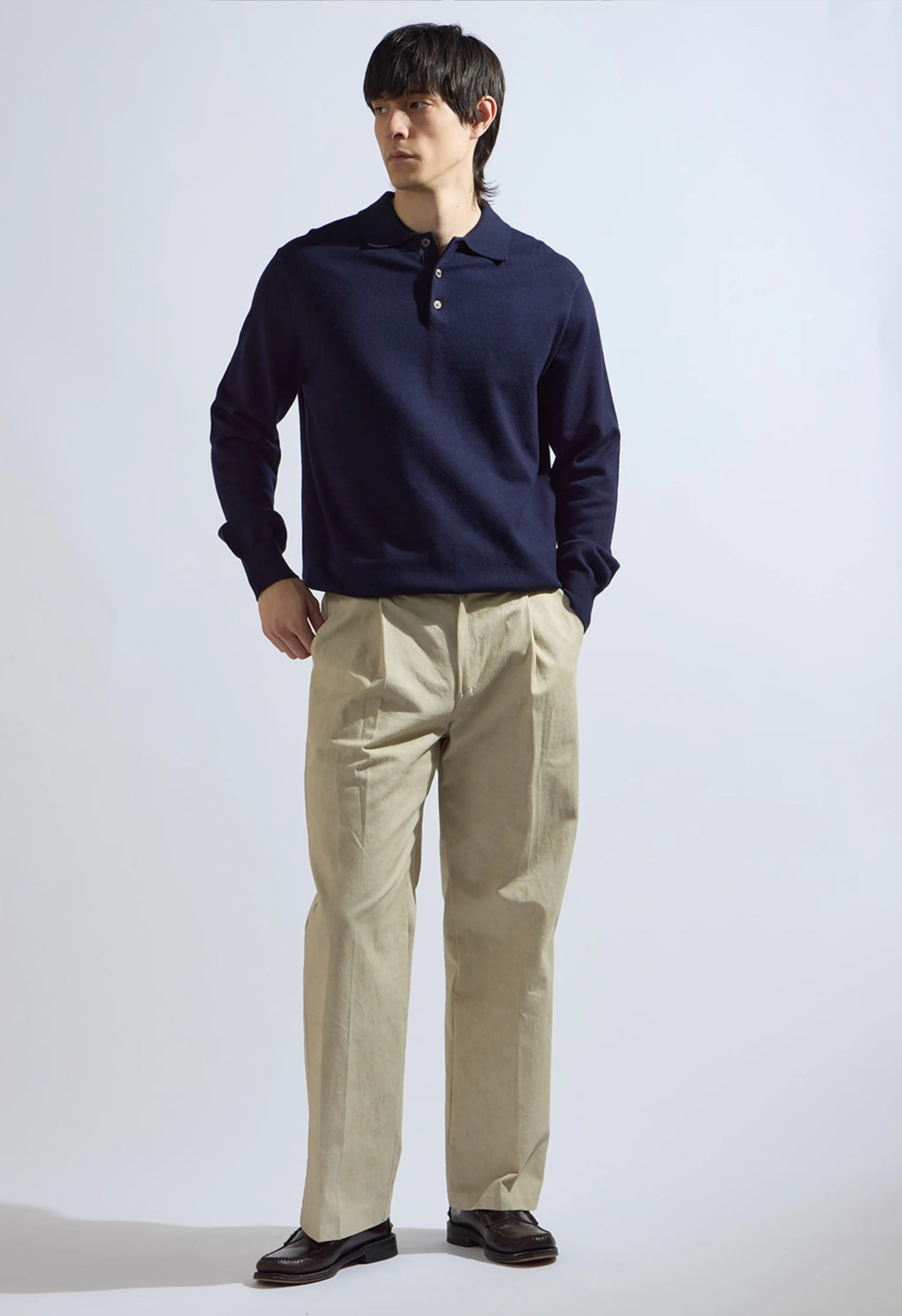 Theo Knit Polo in Navy