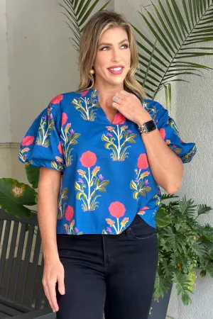 THML Endless Muse Flower Puff Sleeve Top