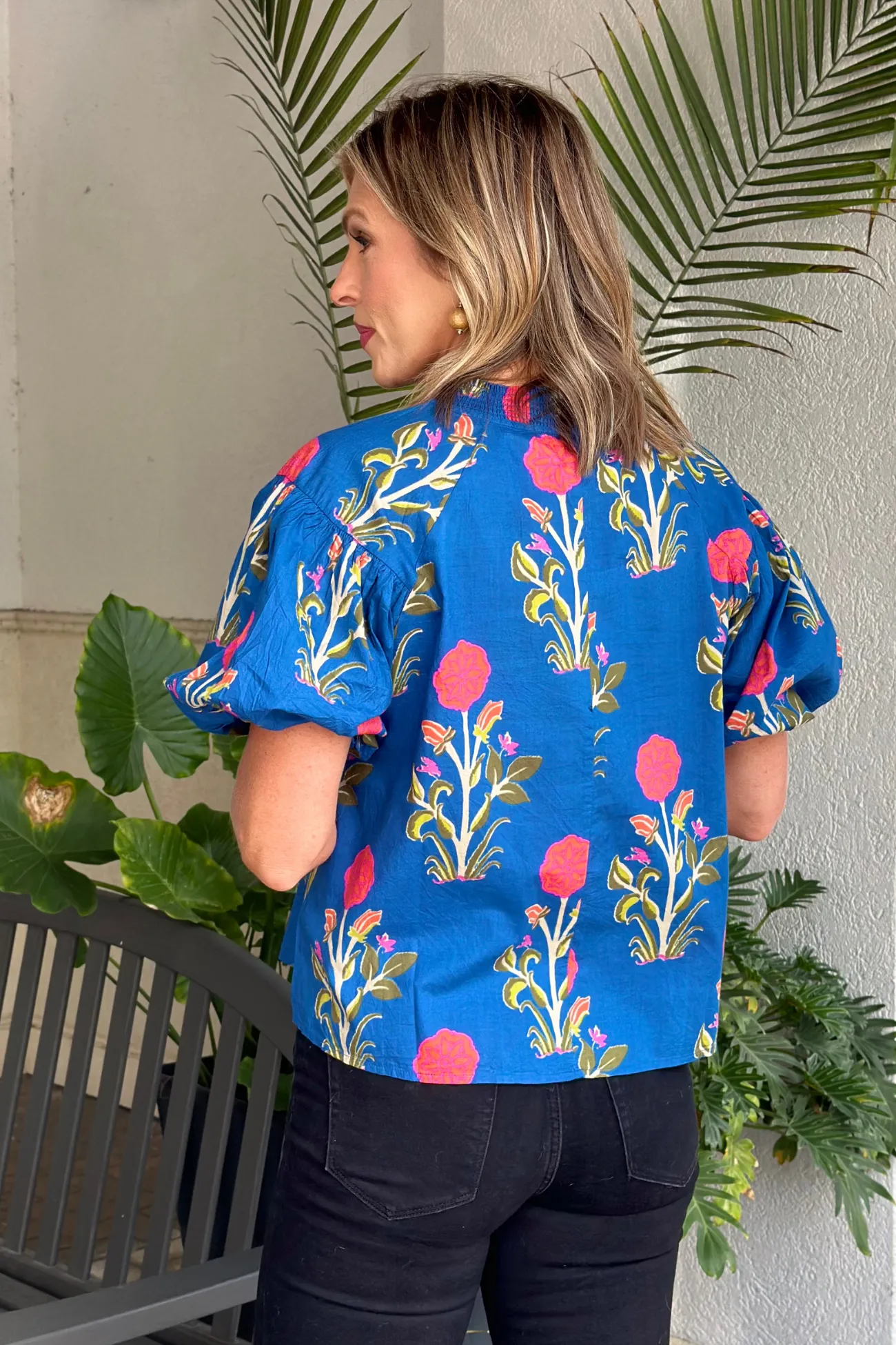THML Endless Muse Flower Puff Sleeve Top