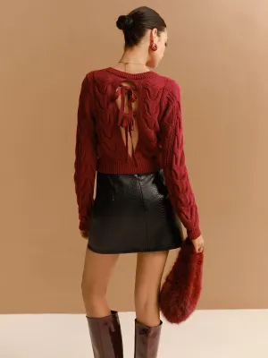 Tie Back Twist Short Sweater