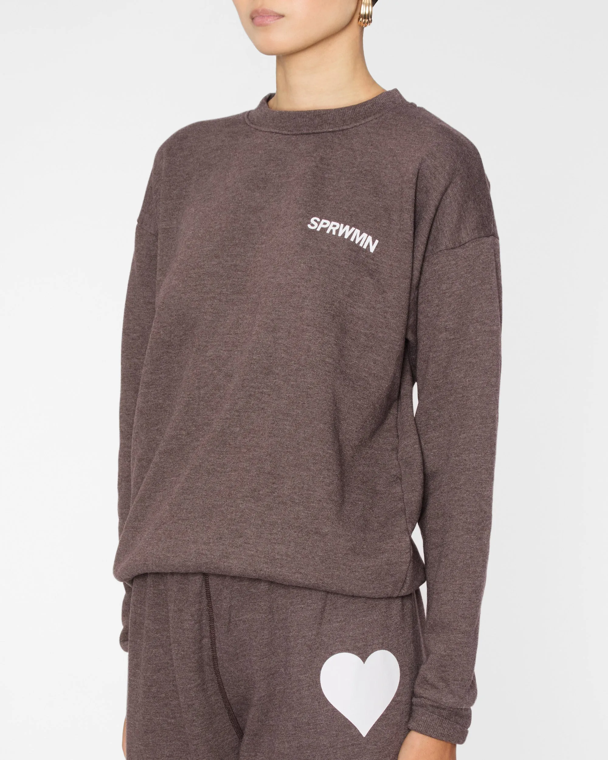 Tiny Logo Sweatshirt in Heathered Brown