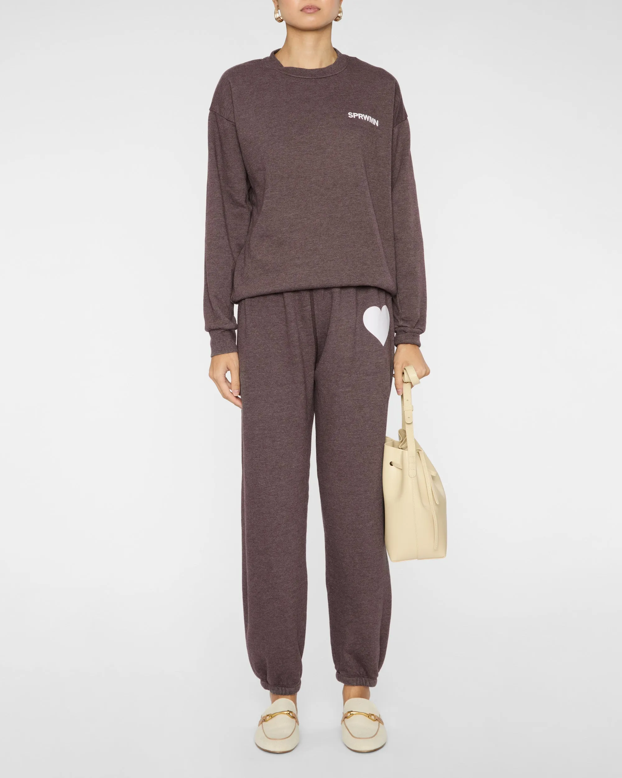 Tiny Logo Sweatshirt in Heathered Brown