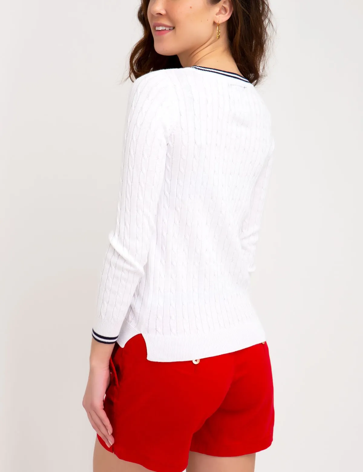 TIPPED CABLE CREW NECK SWEATER
