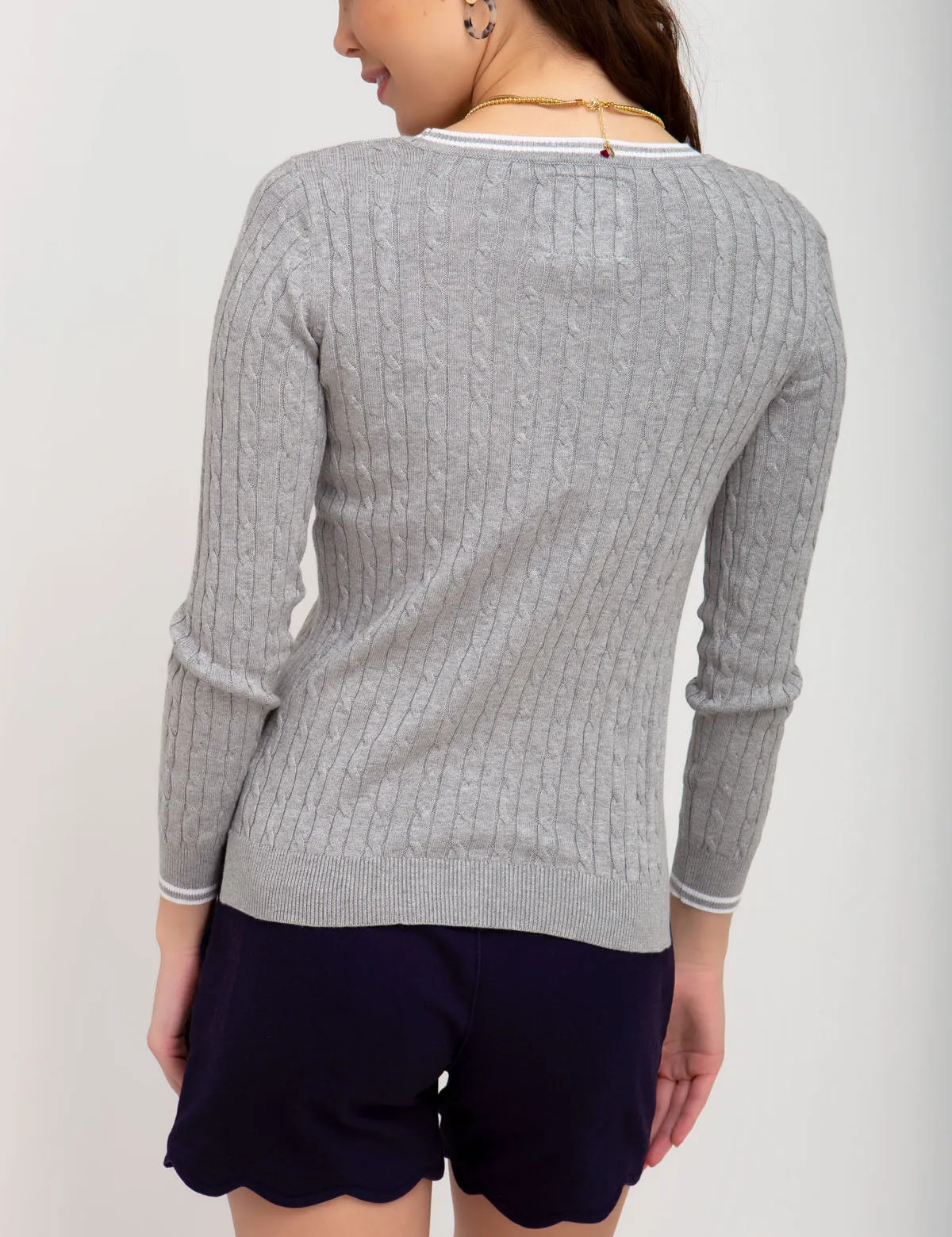 TIPPED CABLE CREW NECK SWEATER