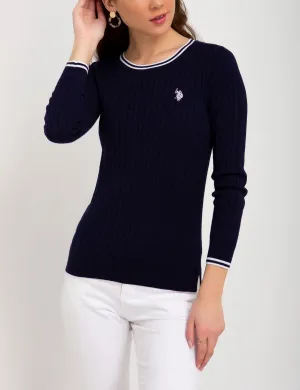 TIPPED CABLE CREW NECK SWEATER