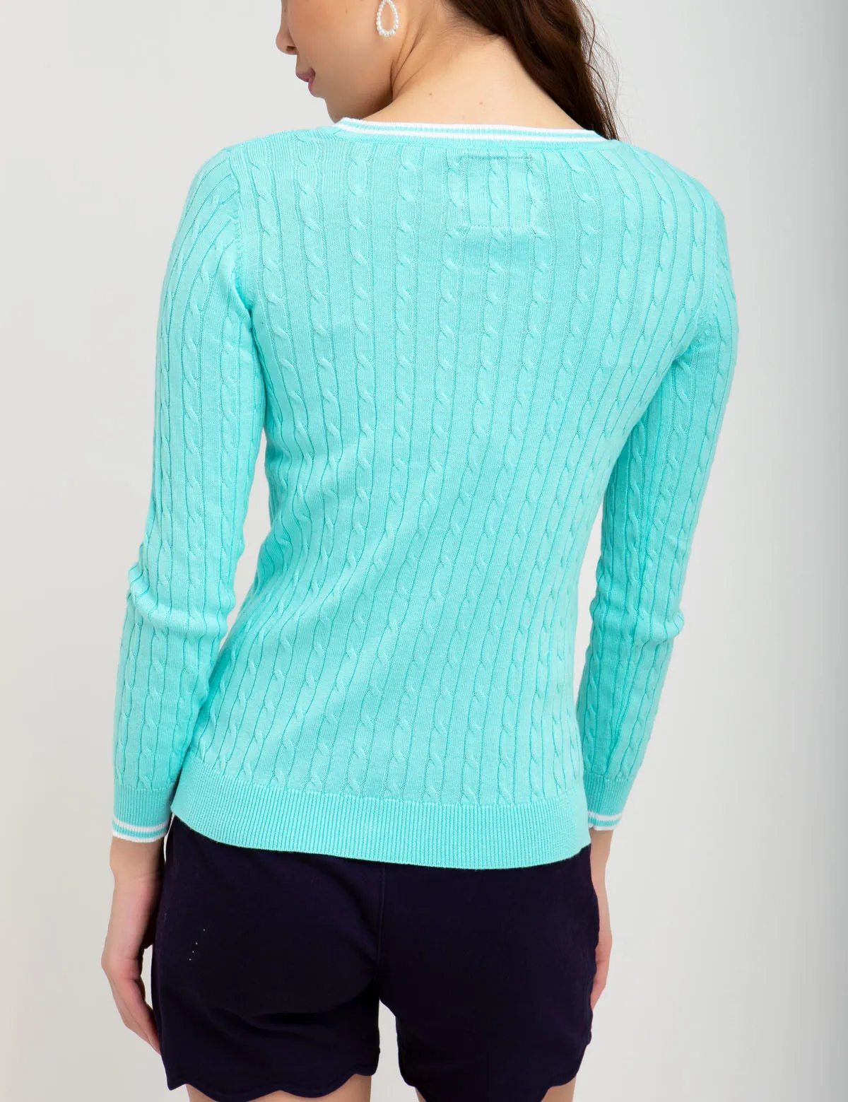 TIPPED CABLE CREW NECK SWEATER
