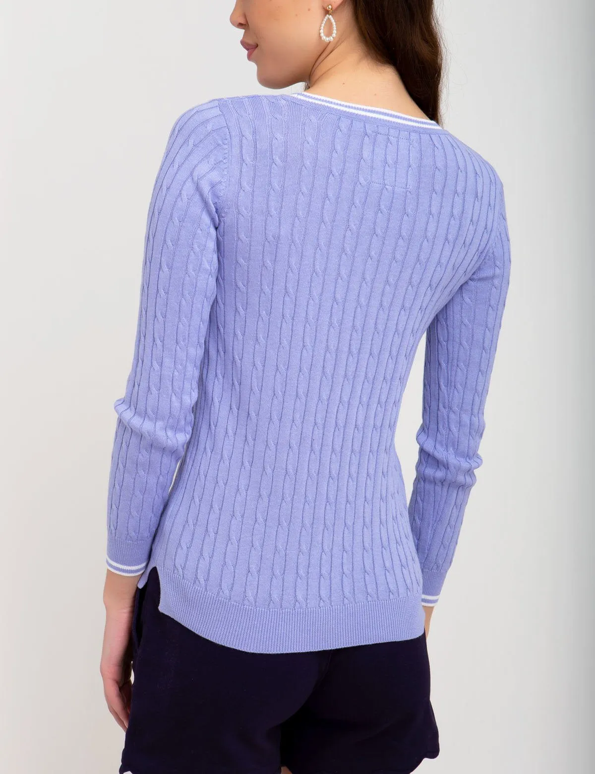 TIPPED CABLE CREW NECK SWEATER