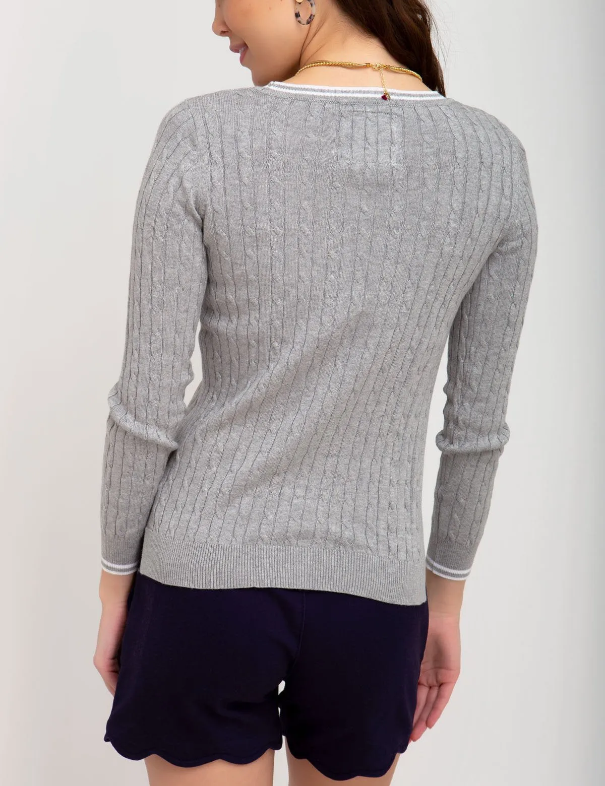 TIPPED CABLE CREW NECK SWEATER