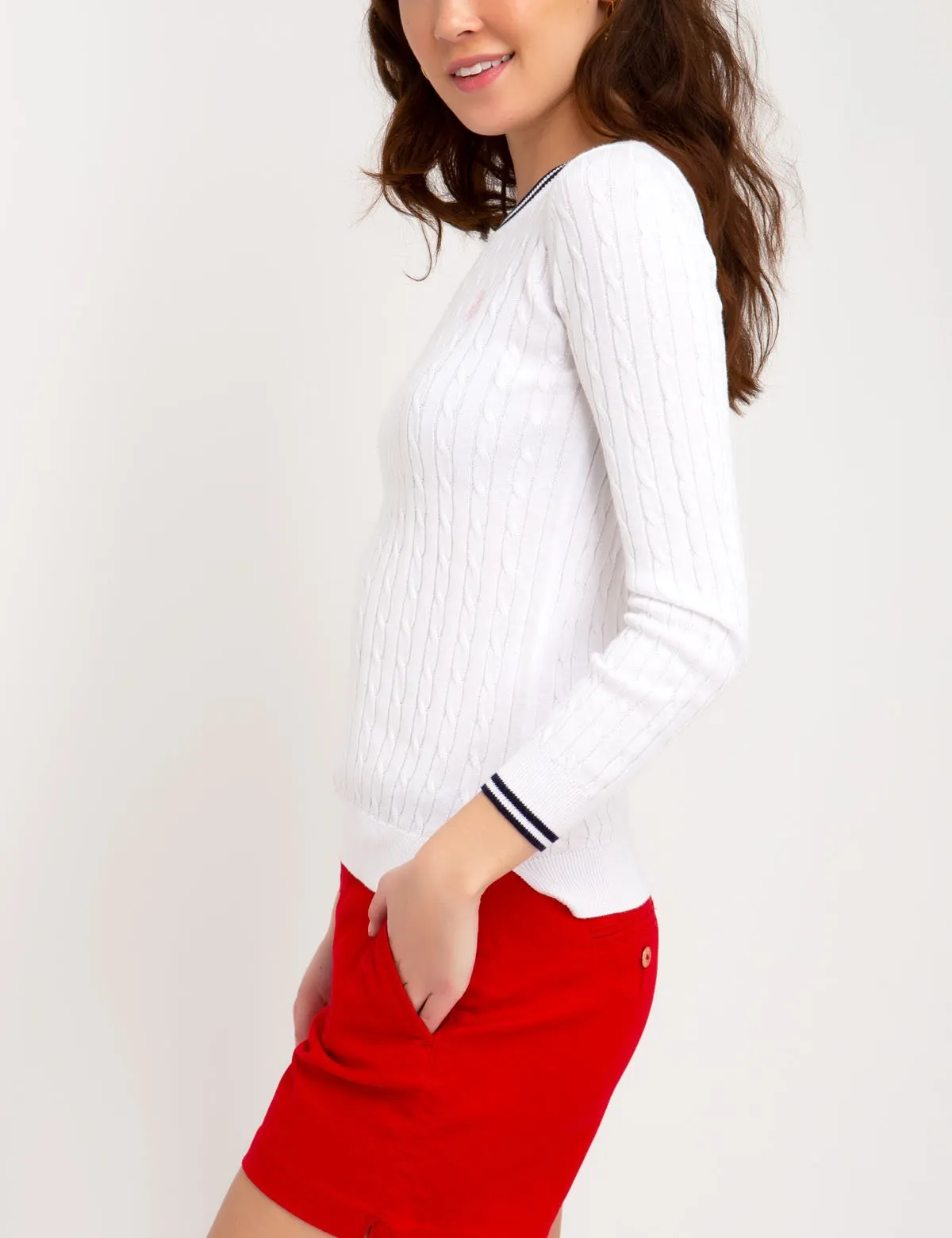 TIPPED CABLE CREW NECK SWEATER