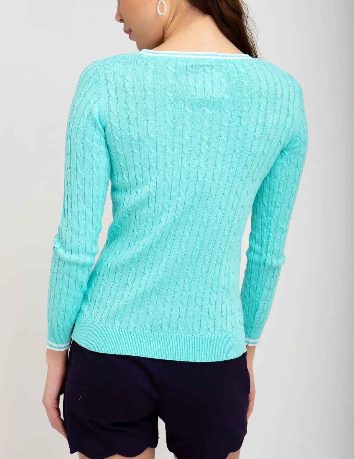 TIPPED CABLE CREW NECK SWEATER