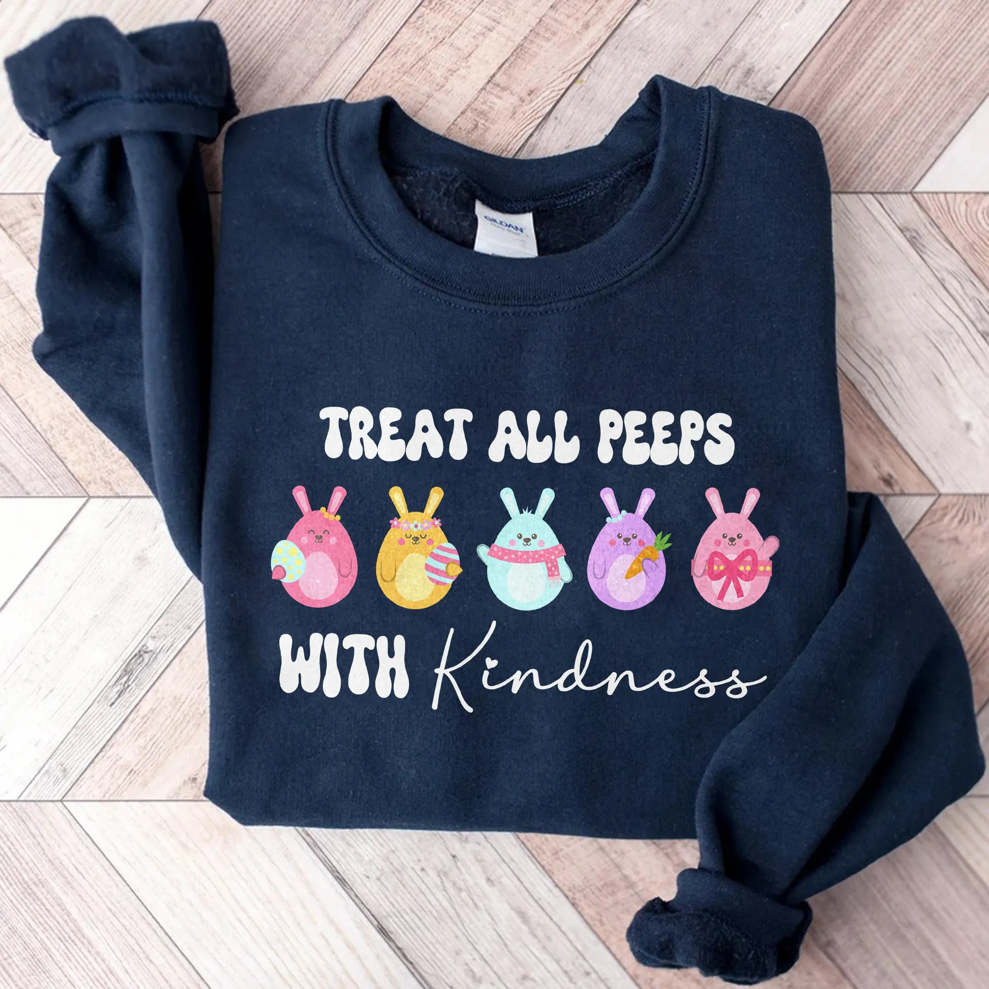Treat All Peeps With Kindness Sweatshirt, Teachers Easter Crewneck, Easter Gift For Teacher, Teachers Easter Day Outfit, Teacher Bunny Shirt Gift