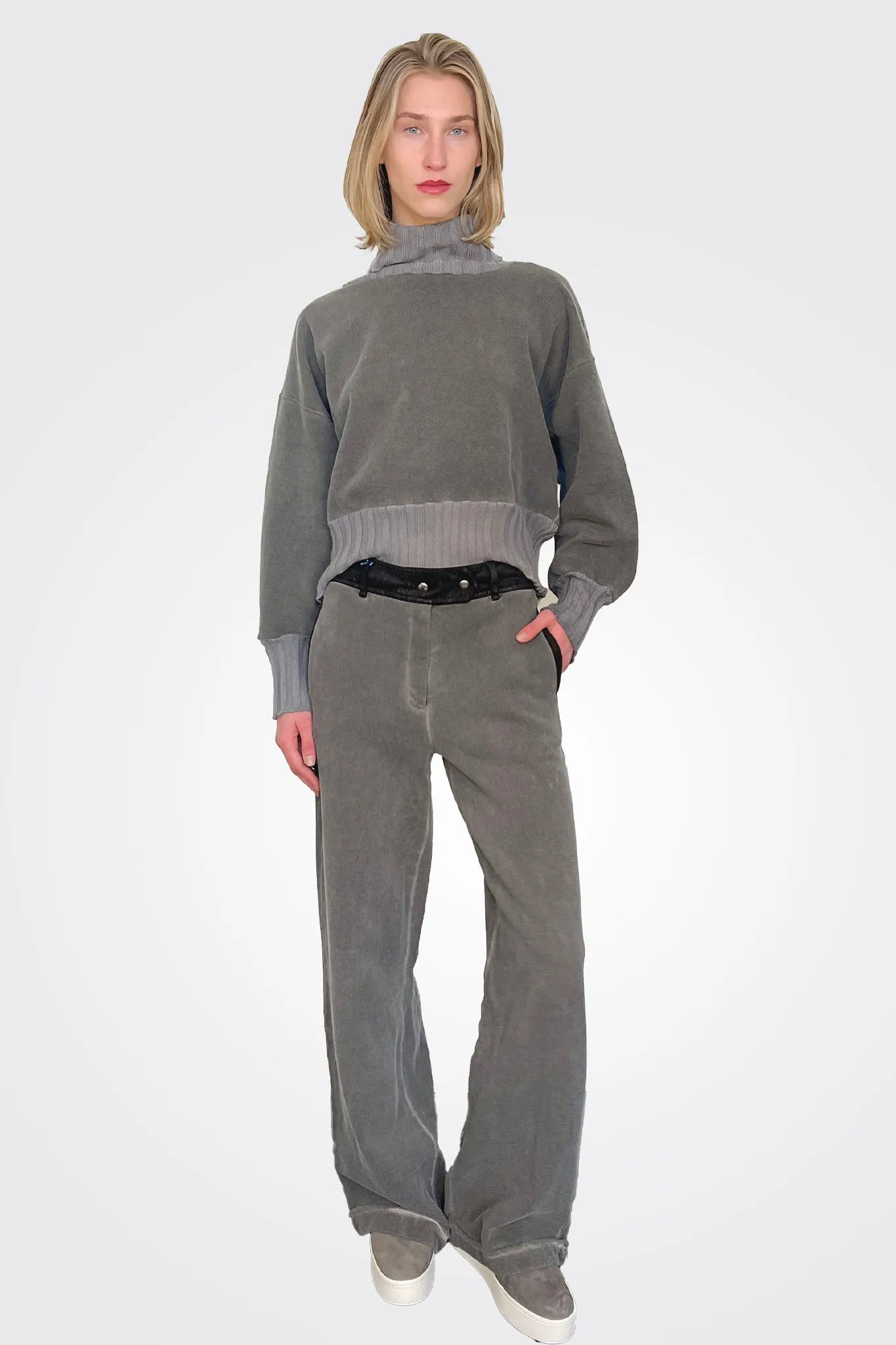 Turtleneck Thick Band Sweater - Grey