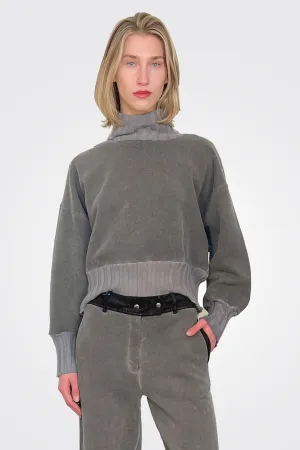 Turtleneck Thick Band Sweater - Grey