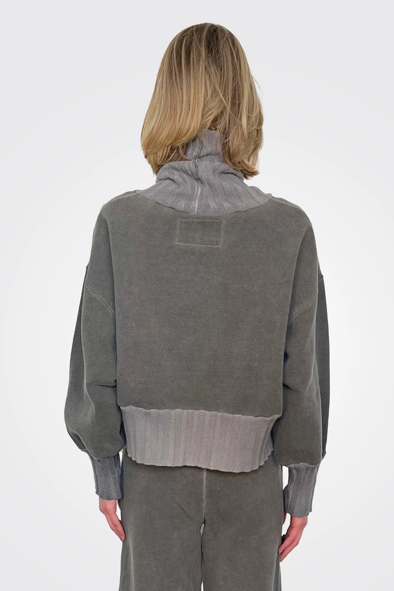 Turtleneck Thick Band Sweater - Grey