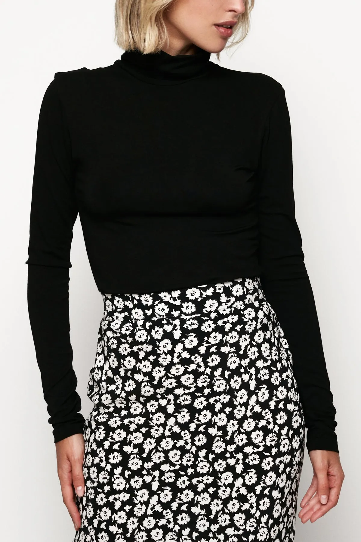 Turtleneck Top | High Waist Bias Maxi