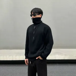 Turtleneck Zipper Knit Sweater