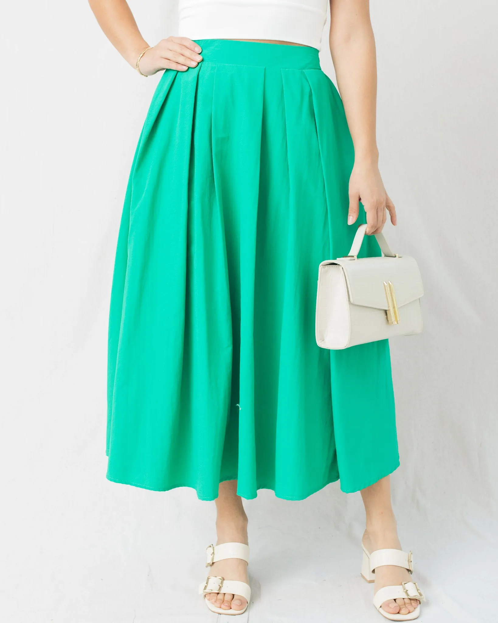 Twirl Your Way High Waist Pleated Flowy Maxi Skirt