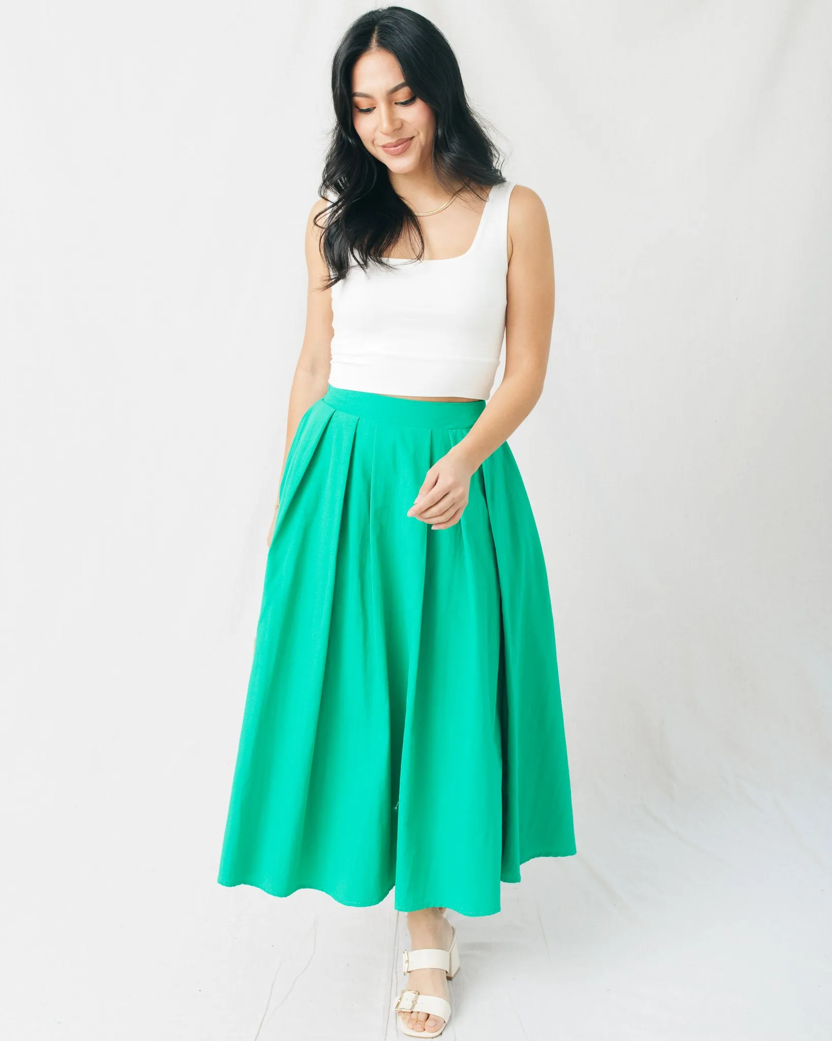 Twirl Your Way High Waist Pleated Flowy Maxi Skirt